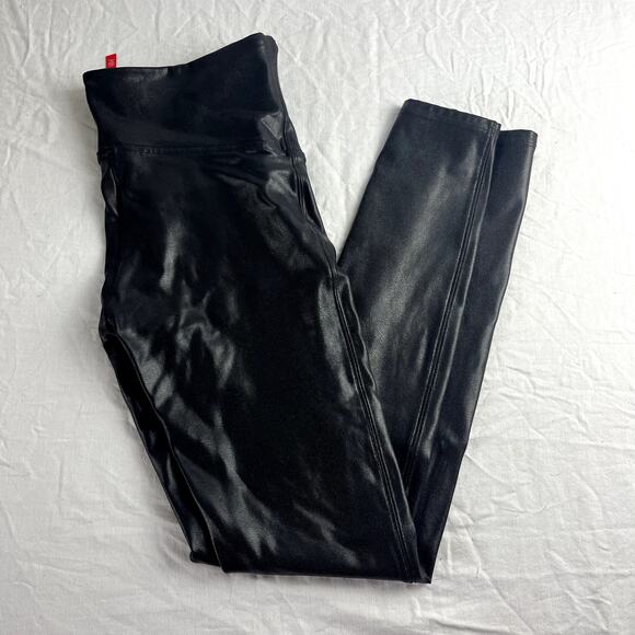 SSPANX High Rise Faux Leather Contoured Power Waistband Core Compression Legging - Picture 2 of 5